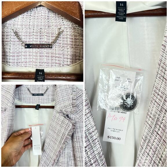 NWT White House black market tweed blazer Sz 14 Purple White - Picture 8 of 10